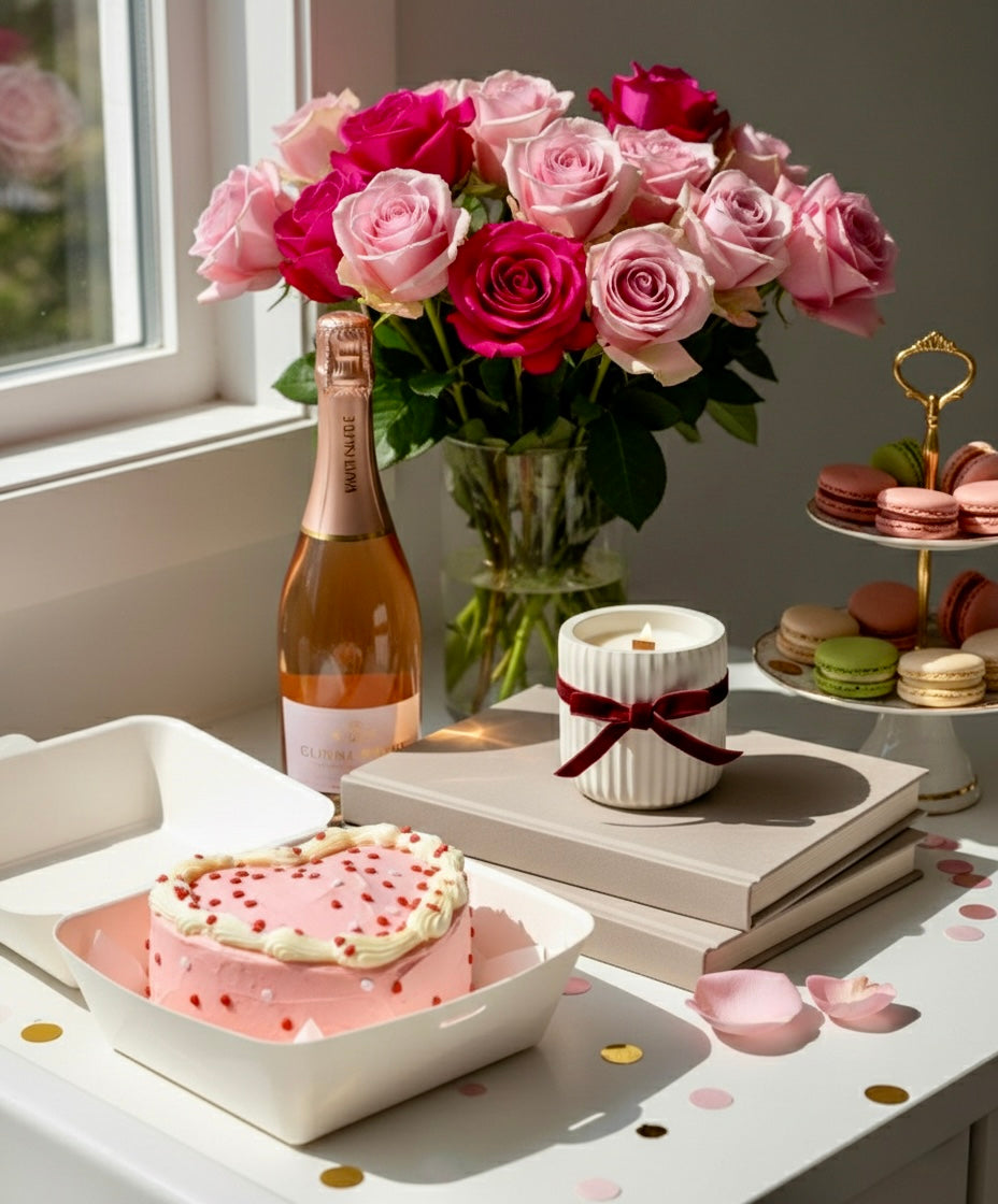 Handmade soy candle with wooden wick and pink roses — Cozy Sweet Home romantic home décor